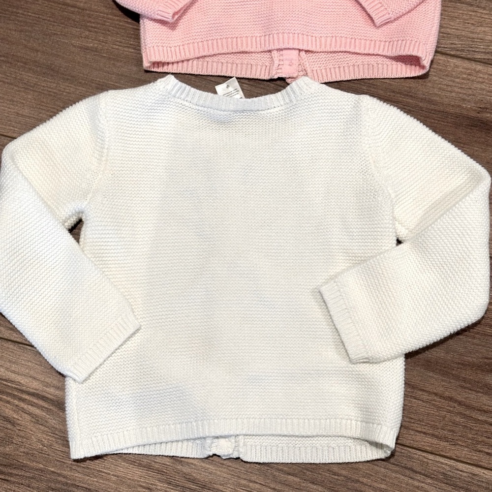 Carter’s Girls 24 Months White and Light Pink Button Up Knit Textured Cardigans - Picture 4 of 8
